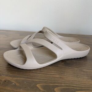 Crocs Women's 10 Tan Beige Kadee II Slip On Comfort Slide Sandals